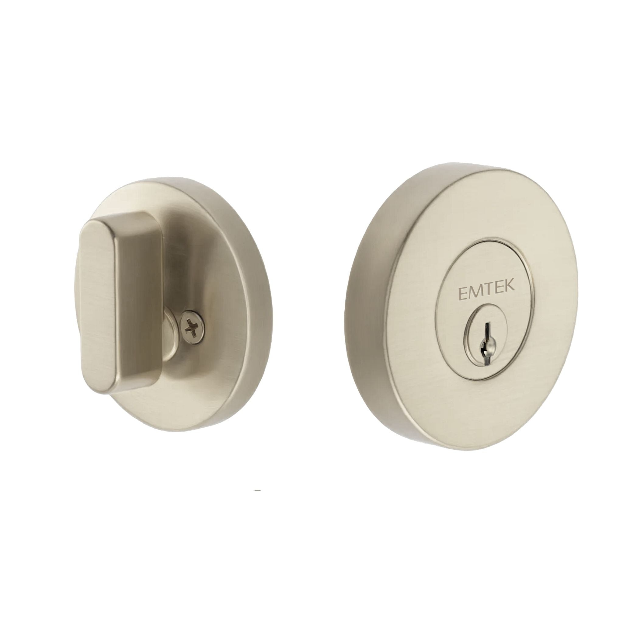 EMTEK Emtek EE2100SN Single Cylinder Round Deadbolt Satin Nickel