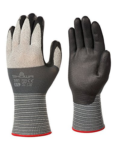 SHOWA Showa 381XXL-10 Lightweight Breathable Oil Resistant Nitrile Coated Work Gloves, XX-Large (Pack of 12 Pair)