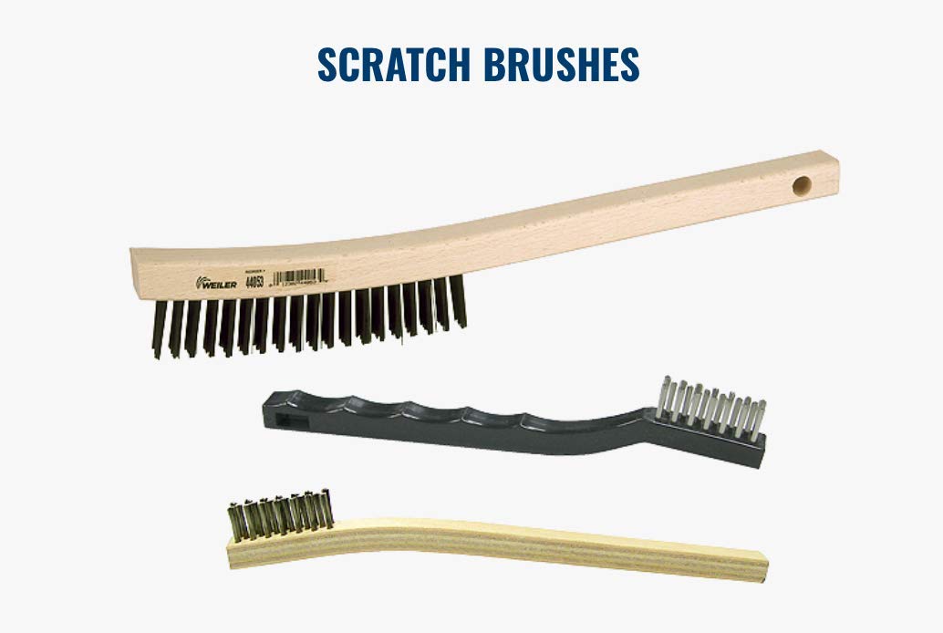 WEILER Weiler 44063 Wire Scratch Brush Steel Bristles Hardwood Block 4 x 16 Rows