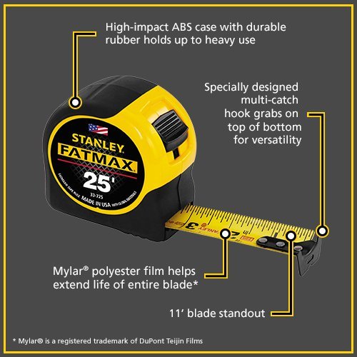PROTO Stanley 33-725 FatMax Tape Measure 25 Foot