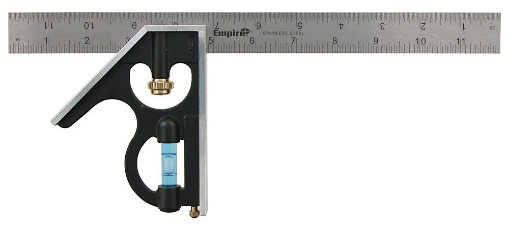EMPIRE INDUSTRIES Empire E250 12-Inch Combination Square with Stainless Steel Blade and True Blue Vial