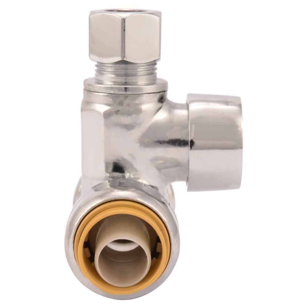 SHARKBITE SharkBite 24984 1/2 x 3/8 x 3/8 in. Push x Compression x Compression Lever Handle Angle Supply Stop Valve