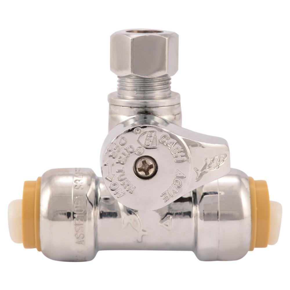 SHARKBITE SharkBite 24984 1/2 x 3/8 x 3/8 in. Push x Compression x Compression Lever Handle Angle Supply Stop Valve