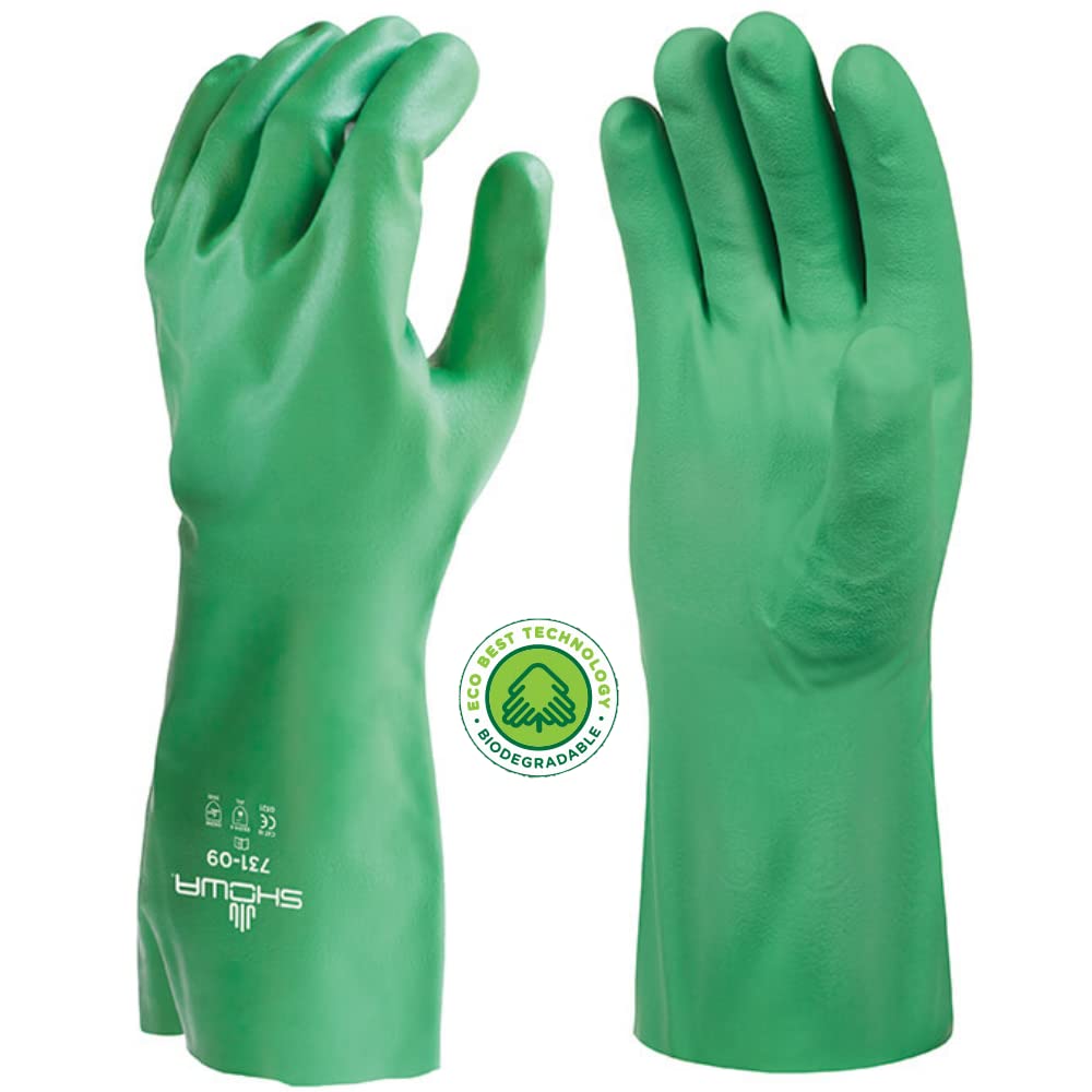 SHOWA Showa 731-10 Nitrile Chemical Resistant Gloves with EBT Technology, XL, Pack of 12