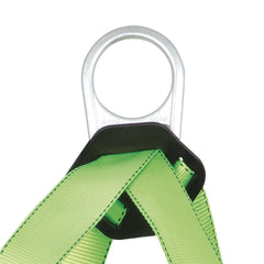Peakworks V8255215 Fall Protection Full Body Safety Harness with Positioning Belt Padded Lumbar Support Back Side D-Rings Grommet Leg Buckles Hi Vis Green Black XXL