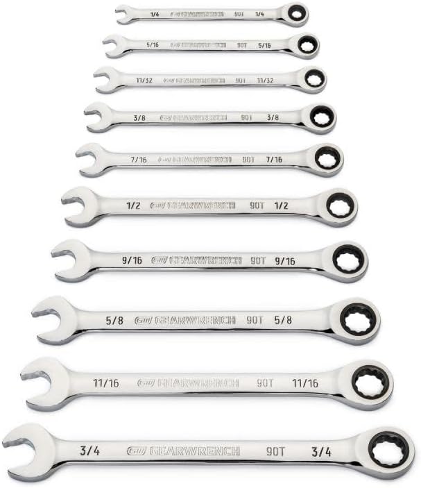 GEARWRENCH Gearwrench 86958 Set Wr Rat Comb 12Pt 90T 10Pc Sae