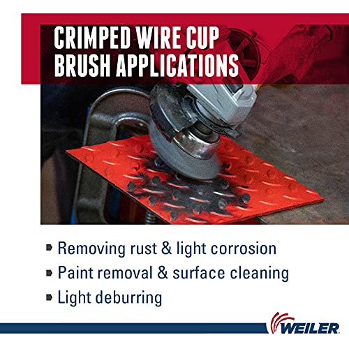 WEILER Weiler 13178 Crimped Wire Cup Brush 3-1/2 in Dia. Steel Wire Fill 3/8-24 UNF Nut Made in the USA