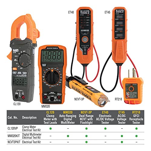 KLEIN TOOLS Klein Tools NCVT3PKIT Dual-Range Non-Contact Voltage Tester Electrical Test Kit