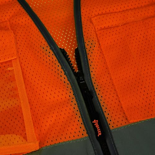 PIONEER Pioneer V1024850U-XL Safety Vest Hi-Vis Reflective Mesh Neon Orange X-Large