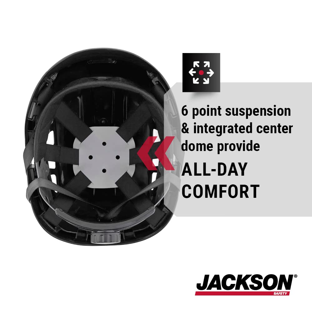JACKSON SAFETY Jackson Safety 20927 CH-400V Climbing Style Vented Hard Hat Black 6 pt Rapid Dial