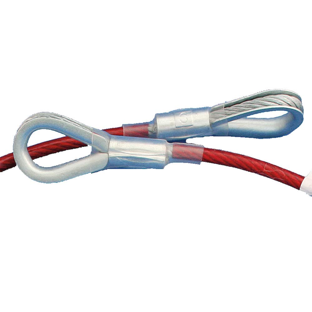 PEAKWORKS Peakworks V8208004 OSHA Compliant Fall Protection 4 ft Cable Anchor Sling 2 Eye Rings PVC Coated Galvanized Cable