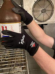 MCR Safety N9690M Ninja Ice Insulated Work Gloves 15 Gauge Black Nylon with Acrylic Terry Interior HPT Palm and Fingertip Coating, Medium, 1 Pair (Pack of 2)
