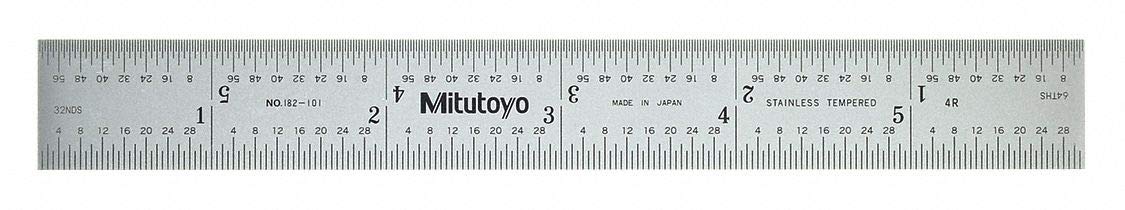 MITUTOYO Mitutoyo 182-101 Series 182 Steel Rulers 6 inch 4R Wide Stainless Steel Rigid
