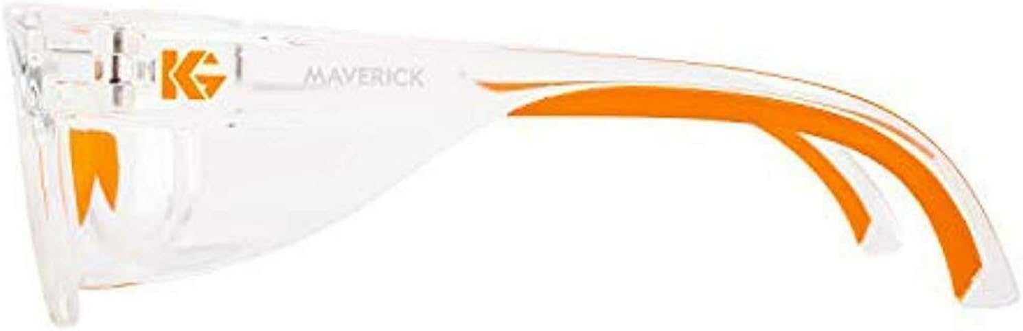 KLEENGUARD Kleenguard 49301 Maverick Eye Protection Clear Lens Clear Frame Orange Tips