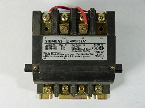 SIEMENS Siemens 40CP32AA Contactor 18A Max 3Ph Sz0 120/240V