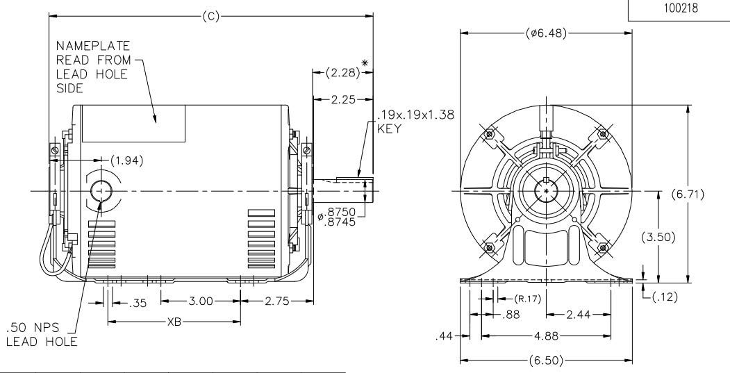 MARATHON MOTORS Marathon MG145 56T17D5350 Belt Drive Motor 3 hp 1800 RPM 208-230/460 VAC 3 Phase 1 Speed Ball Bearing Resilient Ring Mount