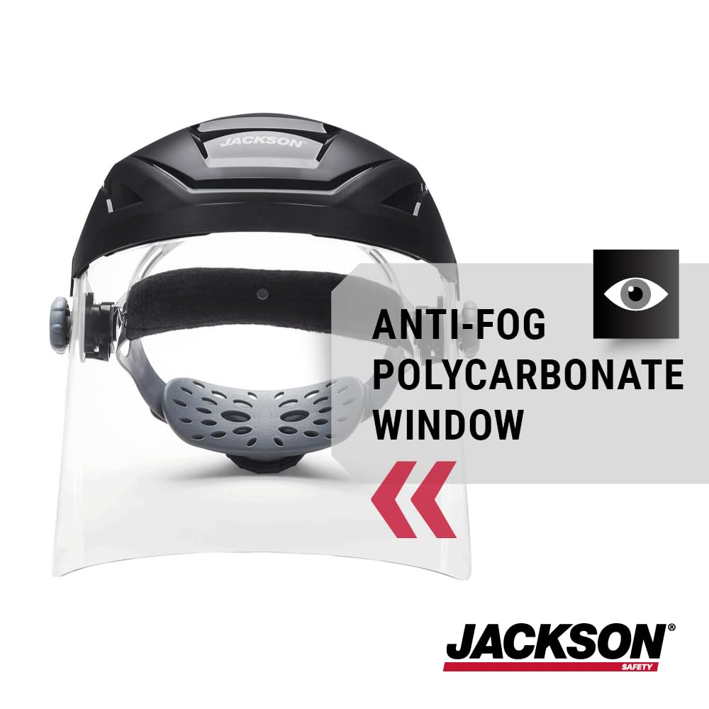 JACKSON SAFETY Jackson Safety 14262 F4XP Crown Face Shield Ratcheting Safety Headgear Clear Anti-Fog Polycarbonate Window