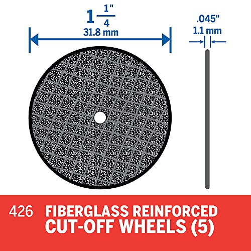 DREMEL Dremel 426 Fiberglass Reinforced Cut-Off Wheel 1-1/4 Inch Diameter 0.045 Inch Thickness Pack of 5