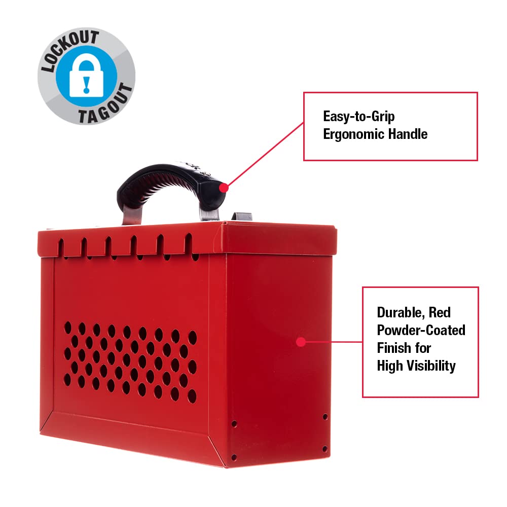 MASTER LOCK Master Lock 498A Lockout Tagout Portable Group Lock Box, 12 Padlock Capacity, Red