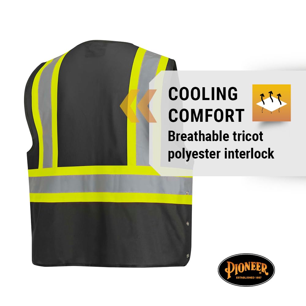 PIONEER Pioneer V1021571U-2/3XL Safety Vest - Hi Vis Reflective Solid Neon, 8 Pockets, Adjustable for Construction & Traffic Work