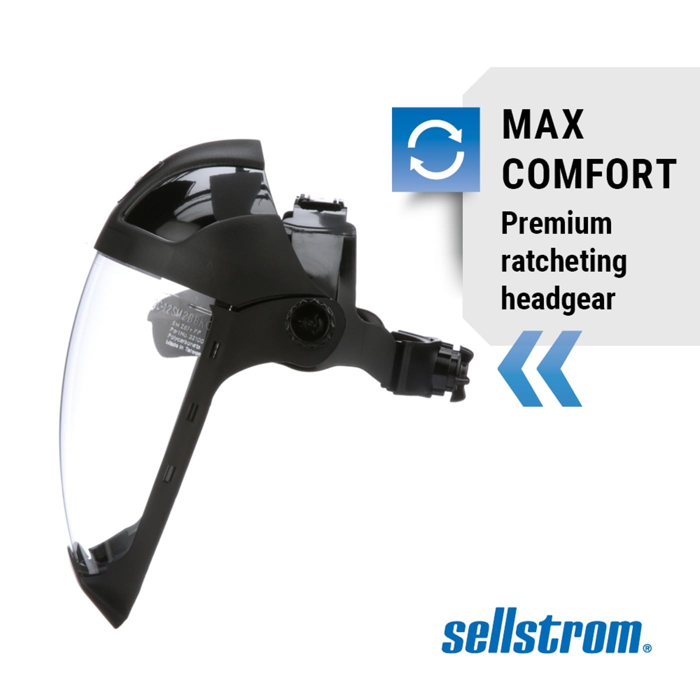 SELLSTROM Sellstrom S32210 DP4 Face Shield with Ratchet Headgear and Anti-Fog Clear Polycarbonate Window