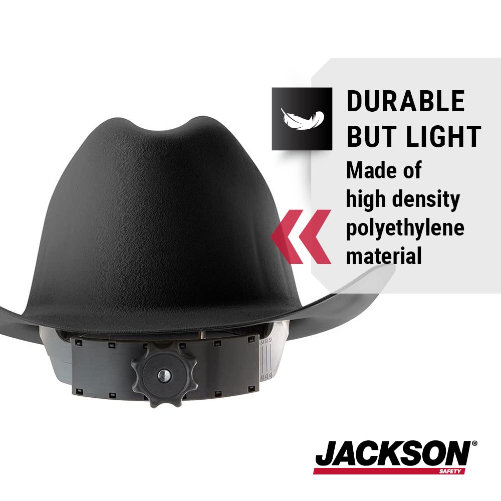 JACKSON SAFETY Jackson Safety 17330 Cowboy Hard Hat 4 Point Ratchet Suspension Western Outlaw Style Black