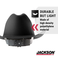 Jackson Safety 17330 Cowboy Hard Hat 4 Point Ratchet Suspension Western Outlaw Style Black