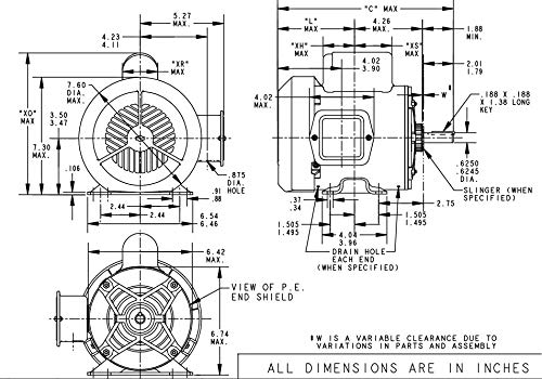 MARATHON MOTORS Marathon MC262 56 Frame General Purpose Motor 0.5 HP 1800 RPM 115-230 VAC 5KC42GN0014X Replacement