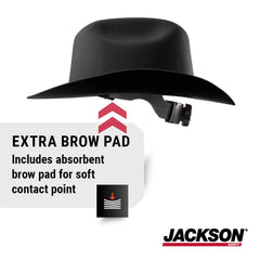 Jackson Safety 17330 Cowboy Hard Hat 4 Point Ratchet Suspension Western Outlaw Style Black
