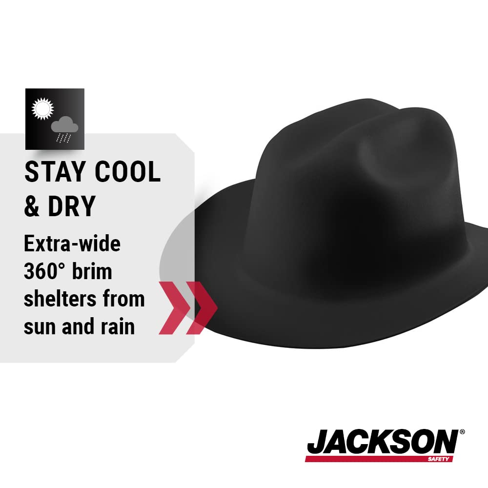 JACKSON SAFETY Jackson Safety 17330 Cowboy Hard Hat 4 Point Ratchet Suspension Western Outlaw Style Black