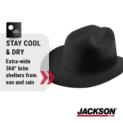 Jackson Safety 17330 Cowboy Hard Hat 4 Point Ratchet Suspension Western Outlaw Style Black