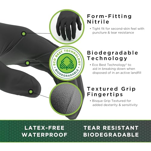 SHOWA Showa 6112PFXS Biodegradable Nitrile Powder-Free Disposable Safety Glove X-Small (Pack of 100)