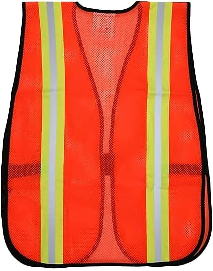 MCR SAFETY MCR Safety V201R Orange Safety Vest 2 Inch Reflective Strips Polyester Side Straps One Size