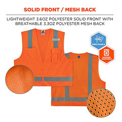 Ergodyne 24015 ANSI Economy Orange Surveyors Reflective Safety Vest Large/X-Large