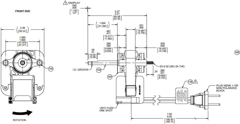 GENTEQ MOTORS Fasco Motors K1550 C-Frame Vent Fan Motor 120V (CCW Rotation)