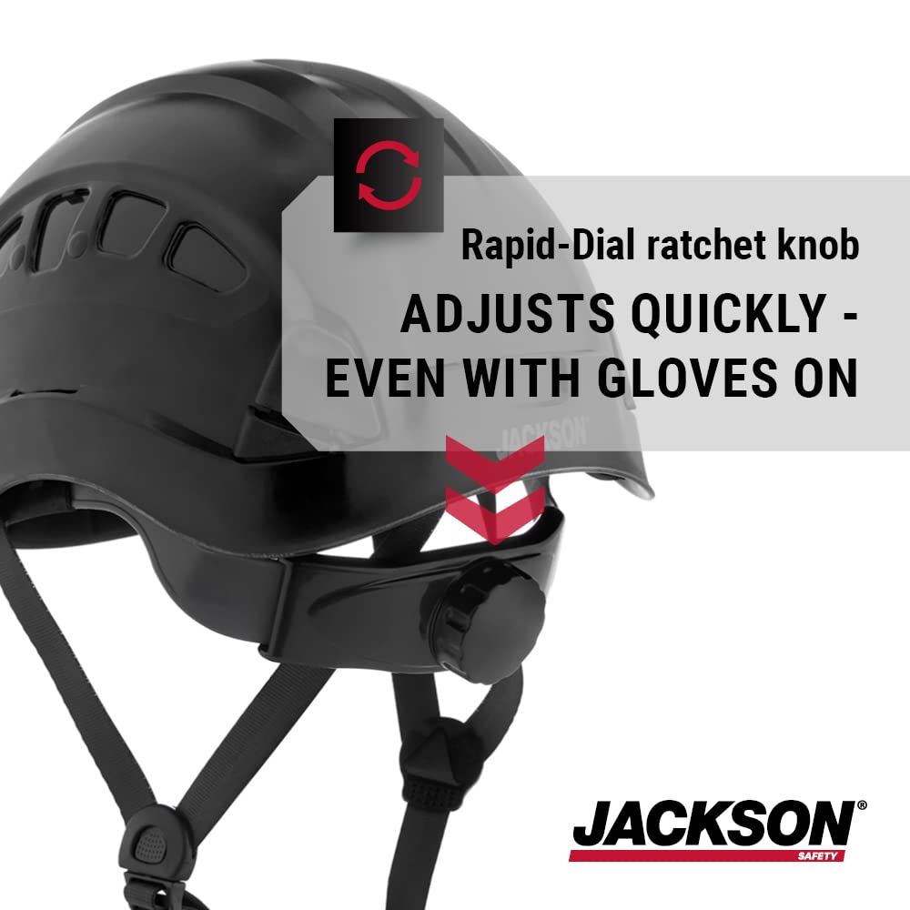 JACKSON SAFETY Jackson Safety 20927 CH-400V Climbing Style Vented Hard Hat Black 6 pt Rapid Dial