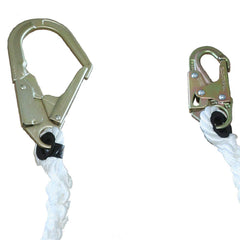 Peakworks V8151205 Fall Protection Restraint Lanyard with Rope, Snap and Form Hooks, 5 ft, White