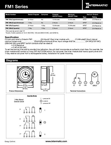 INTERMATIC Intermatic FM1STUZH-24U Electromechanical Timer Module 21A SPDT 24V