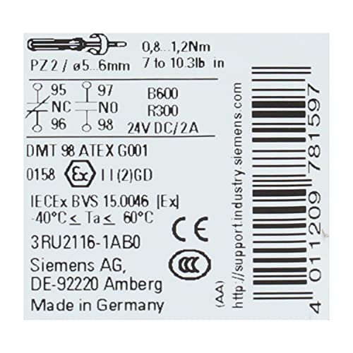 SIEMENS Siemens 3RU2116-1AB0 Overload Relay 1.1-1.6 AMP