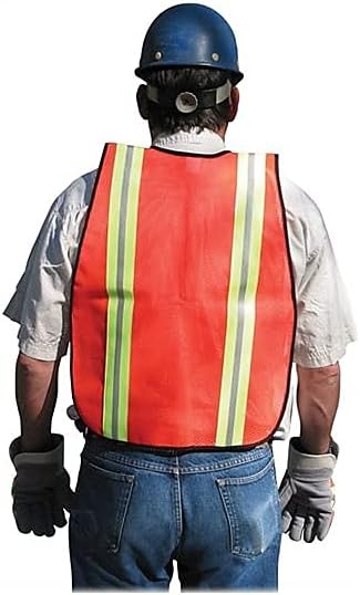 MCR SAFETY MCR Safety V201R Orange Safety Vest 2 Inch Reflective Strips Polyester Side Straps One Size