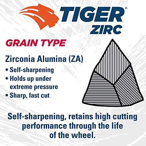 WEILER Weiler 58078 Tiger Zirc Grinding Wheel 6 inch 1/4 inch 5/8-11 Nut (Pack of 10)