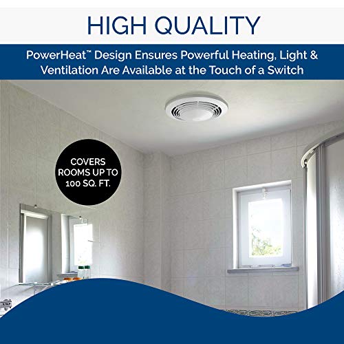 BROAN-NUTONE Broan-NuTone QT9093WH Ventilation Fan Heater Light Combo 110 CFM 1500W 100W Lamp