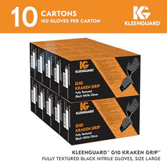 Kleenguard 49277 Kraken Grip Fully Textured Black Nitrile Gloves 6 Mil Large 100 Gloves Box 10 Boxes Case