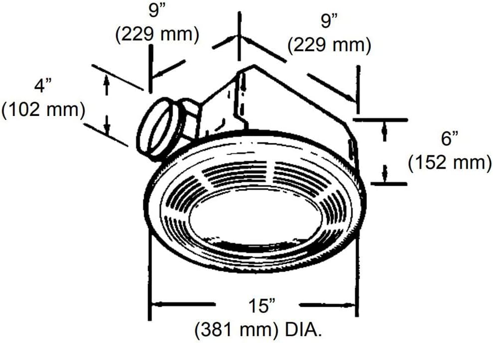 BROAN-NUTONE Broan-NuTone 8664RP Exhaust Fan and 100-Watt Incandescent Light with Glass Lens 100-Watts 100 CFM White