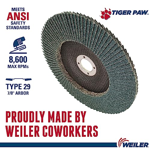 WEILER Weiler 51145 Tiger Paw Abrasive Flap Disc 40 Grit 7/8 Arbor 10 Pack