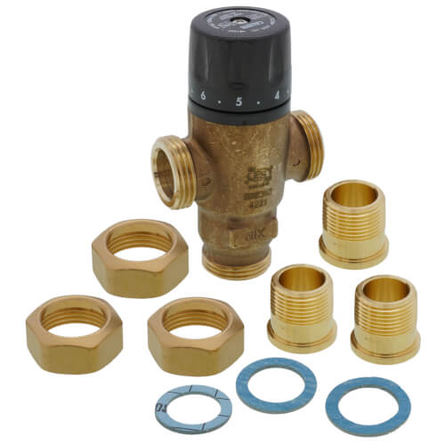 CALEFFI CALEFFI 521500A 3/4 Inch NPT Lead-Free 3-Way Thermostatic Mixing Valve 85-155F