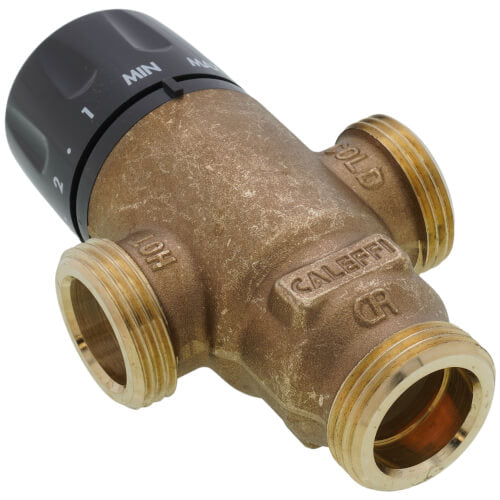 CALEFFI CALEFFI 521500A 3/4 Inch NPT Lead-Free 3-Way Thermostatic Mixing Valve 85-155F