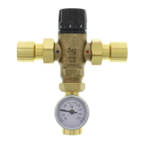 CALEFFI Caleffi 521619AC 1 Sweat Thermostatic Mixing Valve W/ Temperature Gauge & Check Valve