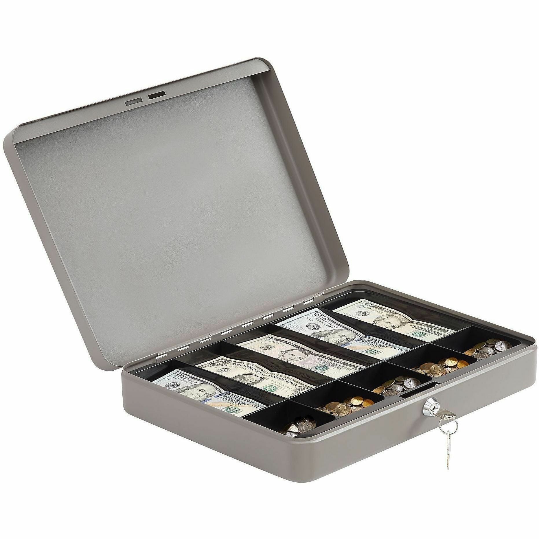 SPARCO Sparco SPR15500 all-steel locking cash box 10-compartment tray 10.5 x 15 x 2 in