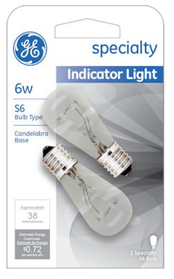 GE G E Lighting 15820 6W Clear Indicator Bulb 2 Pack